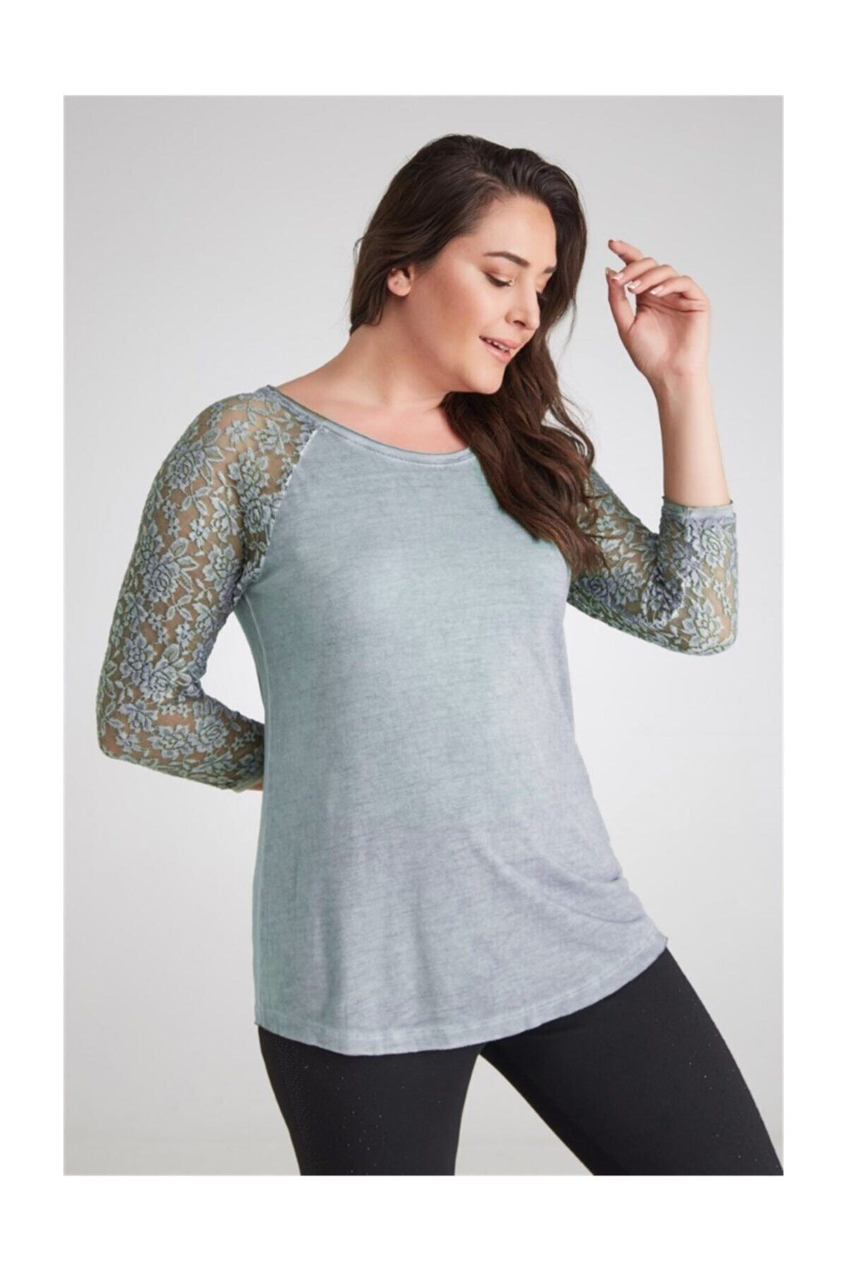 Seamoda-Oil Wash Blouse with Sleeve Ruched - Light Blue 3