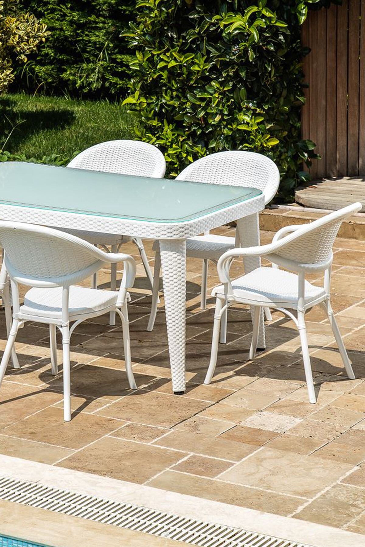 Tilia 90x150 Cm Camli 6 Kisilik Bahce Masa Takimi Siyah Trendyol