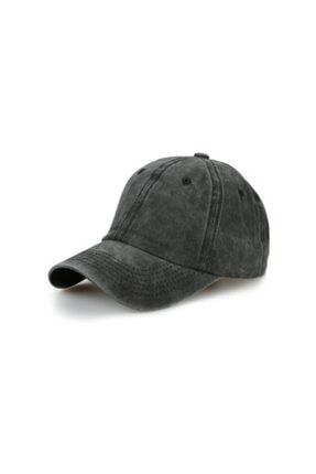 Basic Eskitilmiş Siyah Şapka Bay, Bayan Unisex Kullanılır CMD000182