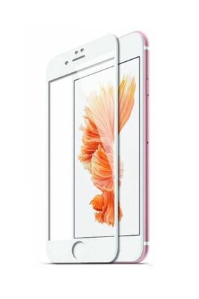 Apple Iphone 8 9d Tam Tam Kaplayan Koruma Full Kapatan Kavisli Kırılmaz Cam Ekran Koruyucu Beyaz 9D82
