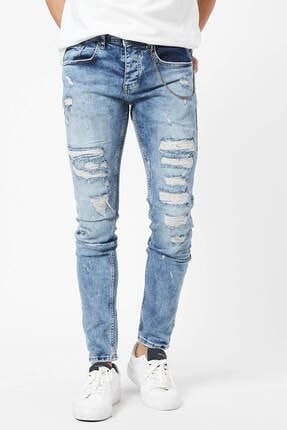 Slim Fit Yırtıklı Mavi Kot Pantolon DSQ4218