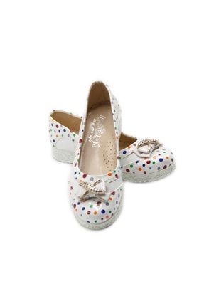 Beyaz Fiyonklu Renkli Kız Çocuk Ayakkabı BRNS282