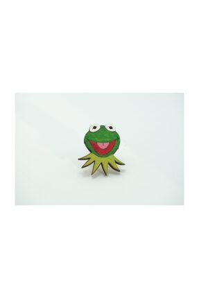 Kermit Ahşap El Boyaması Broş gokmentoyss
