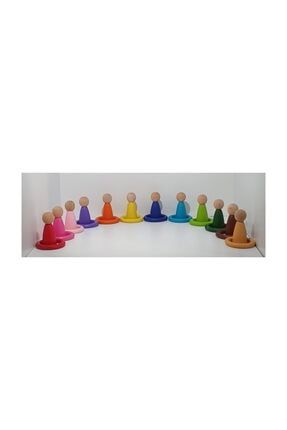 Kirtkirt Ahsap Waldorf Montessori Dogal Ahsap Insancik Renkli Peg Bebek Mini Insancik Halka Boyali 10 Arli Set Trendyol