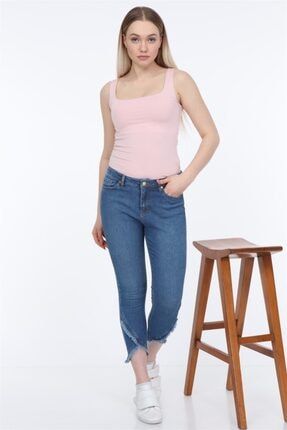 Skinny Jean Yüksek Bel Paça Detaylı Pantolon (ro005) RO005