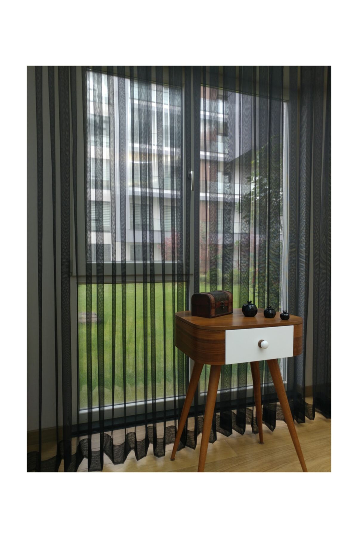 Esse Home Fusta Neagră Din Tul Uni Pentru Perdea Pliată, 350x250, Pliu Strâns, 1/3 - 350 x 250