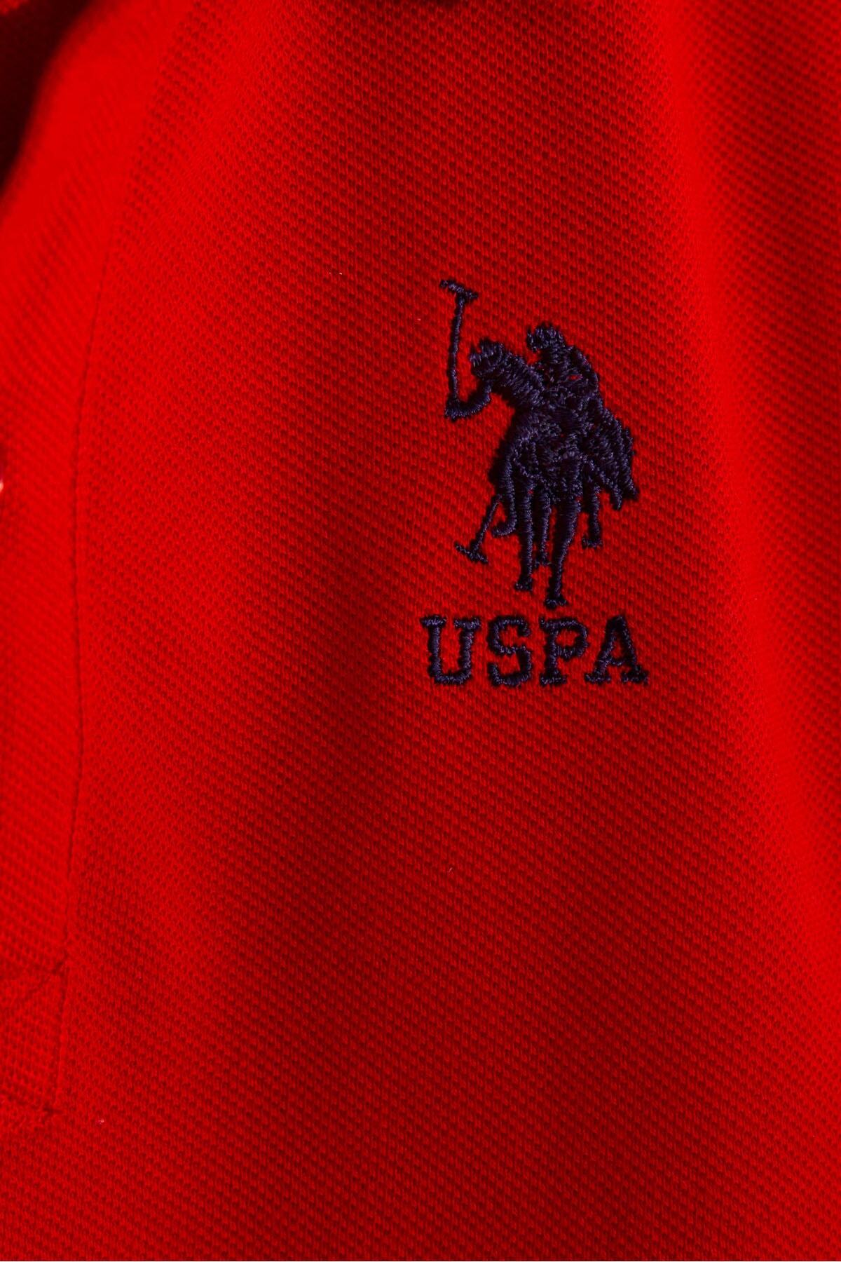 U.S. Polo Assn.-Tricou de bază roșu pentru băieți 3