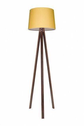 Modamonline 3 Ayakli Lambader Buyuk Boy Abajur Ahsap Tripod Ayak Konik Sari Ceviz 1110 Trendyol