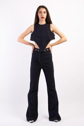 Özel Tasarım Kadın Yüksek Bel Kot Pantolon XL-Y-K-P