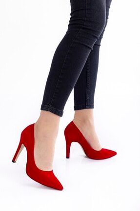 Kırmızı Süet Aynalı Stiletto Topuklu Kadın Klasik Ayakkabı 1501cnr CNR1501ASA