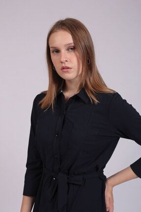 Kadın Lacivert Gömlek Elbise HN2798