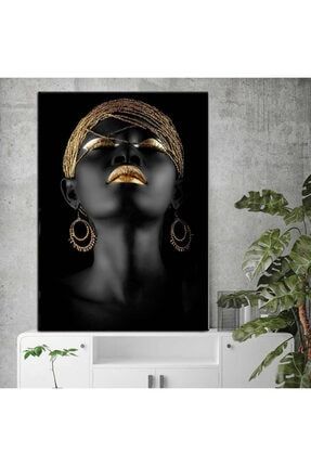65x45 Led Işıklı Pilli Kanvas Tablo Afrikalı Zenci Kadın Masai Kabile Kadını Dekoratif Gece Lambası tablo123
