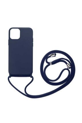 Apple Iphone 12 Mini Kılıf Askılı Içi Süet Lansman Görünüm Silikon Lacivert krks28236811544