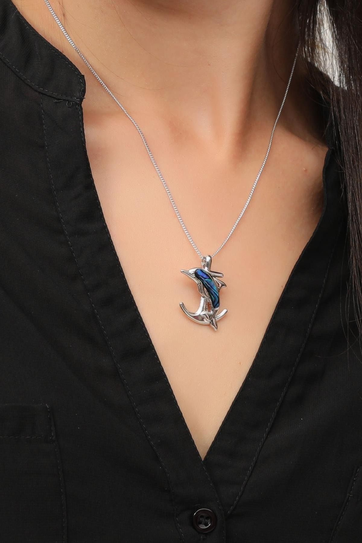ARIKI Steel Necklace Silver colored Natural Stone Trendyol