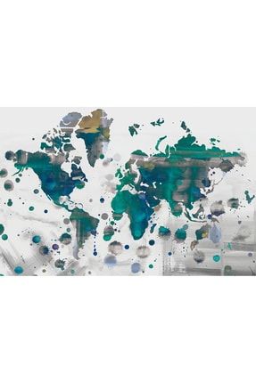Boya Ve Fırca Darbeleriyle Dünya Haritası Vinil Duvar Kağıdı Tutkal Hediyeli TS-PC-10239