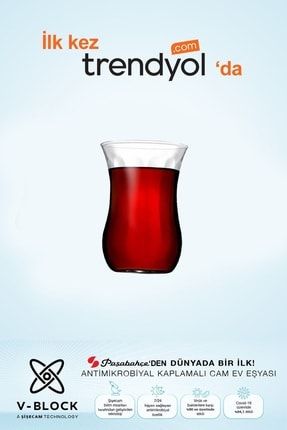 Paşabaçe V Block Antimikrobiyal Optikli Çay Bardağı 12 li davutogullari-V-42021
