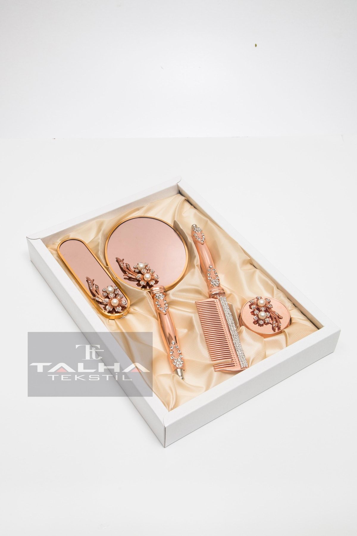 TALHA TEKSTİL-Bronze Special Series Quadruple Mirror Comb Set 2