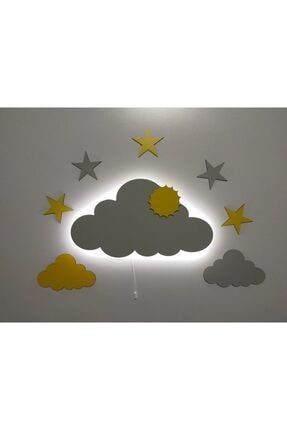Dekoratif Ahşap Işıklı Bulut Çocuk Odası Gece Lambası fbrkahsp0373