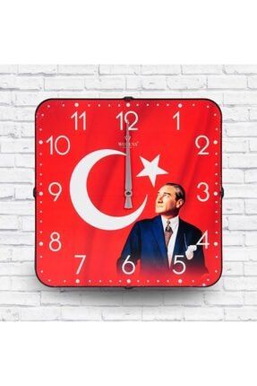 Atatürklü Duvar Saati,32,cm Gerçek Cam Sessiz Mekanizma (İMALATTAN SATIŞ) 2141400K11