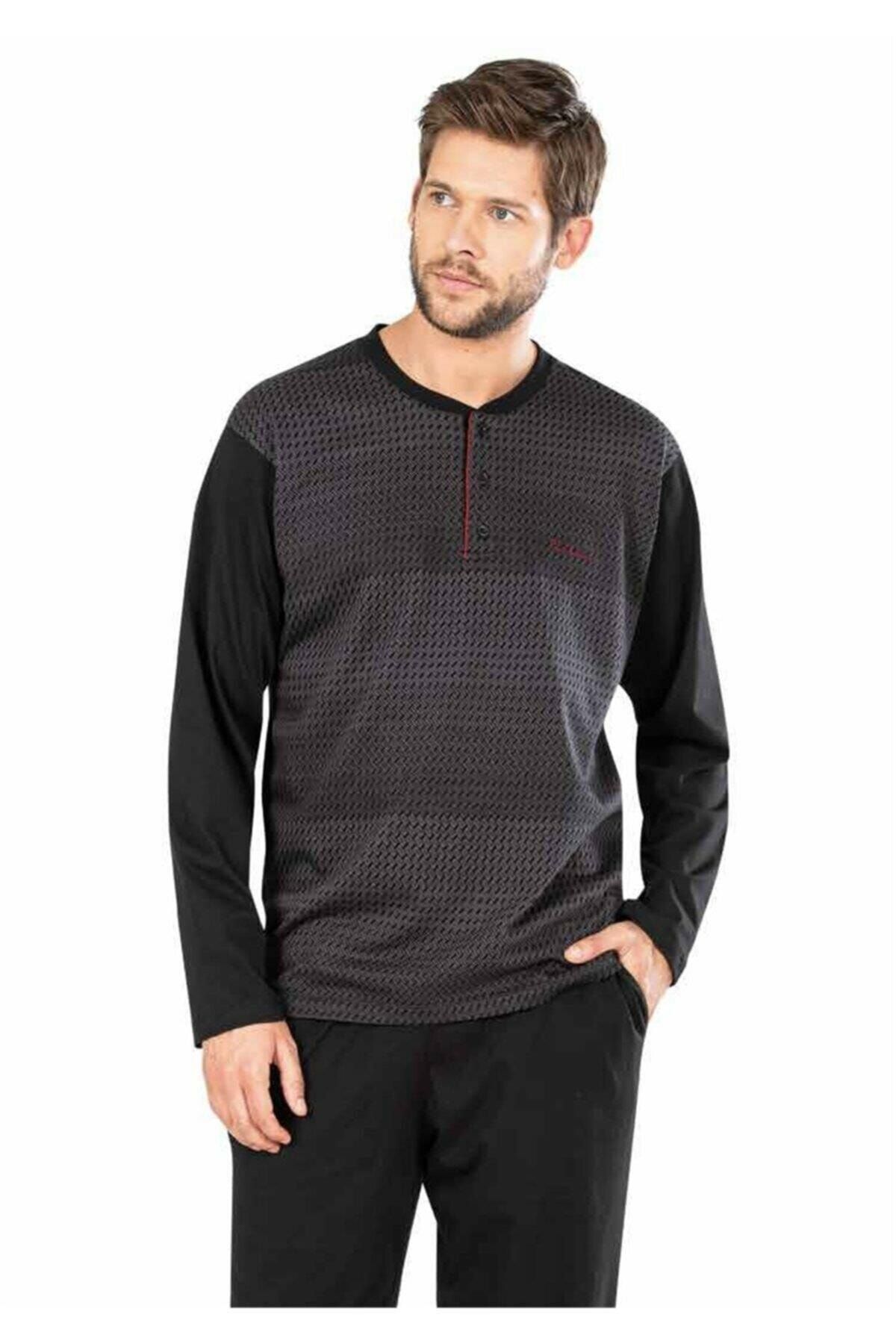 ست پیژامه مشکی مردانه 5464 ژاکارد 22k اورجینال Pierre Cardin