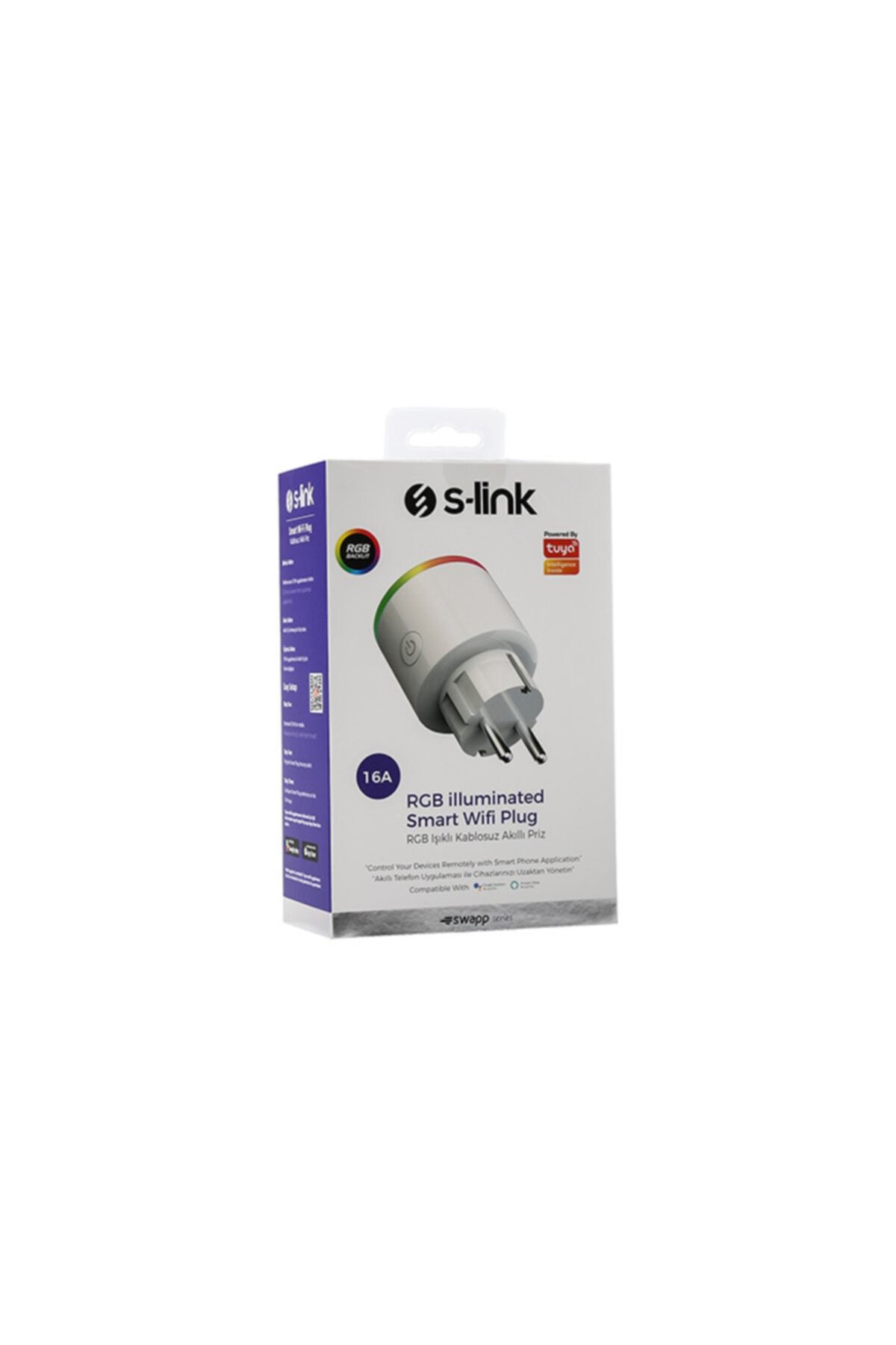 S-LINK-Swapp Sl-03 16a مقبس ذكي مقاوم للتيار مع ضوء RGB يدعم Tuya 2