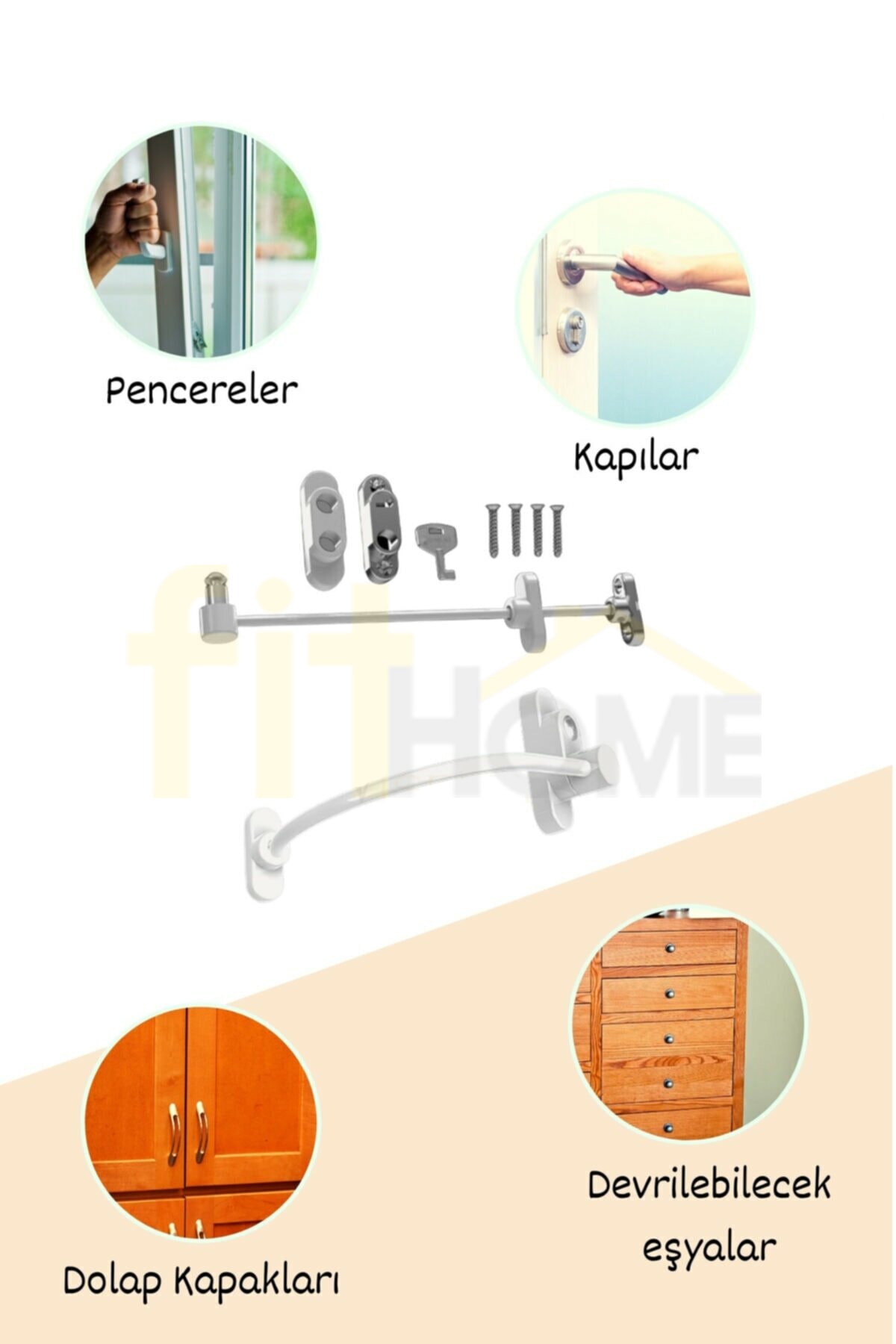 fitfiyat 2 Adet ! Cam Pencere Pimapen Kilidi Hırsız Çocuk Güvenlik Emniyet Kilidi fotoğrafı 6 (önizleme)