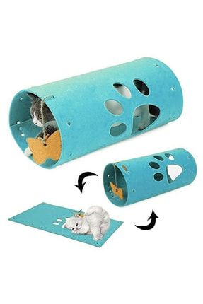 Pati Kedi Tüneli Kedi Yatağı Kulubesi Kedi Oyuncak Tüneli Mavi UTSRM0046