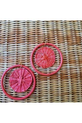 Madeline Earrings In Coral El Yapımı Hasır Küpe 436709HP