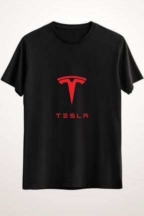 Erkek Siyah Tesla Motors Standard Logo T Shirts Classic T-shirt GR2854