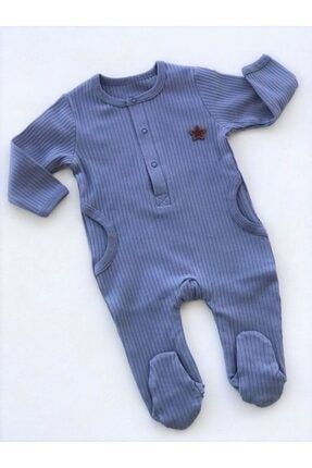 Baby Boss Sahte Cepli Ribana Kumaş Çıtçıtlı Tulum Indigo Mavi BB-9903015021