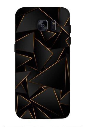 Zipax Galaxy S7 Edge Kılıf Siyah Üçgenler Baskılı Desenli Silikon Kılıf A++-8172 Galaxy S7 Edge kılıf-Zipax8172D5