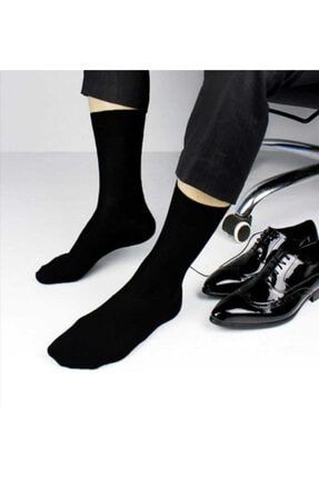 Likralı Bambu Erkek Siyah Dikişsiz Çorap SR58