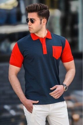 Erkek Lacivert Cep Detaylı Triko Polo Yaka T-shirt 5246