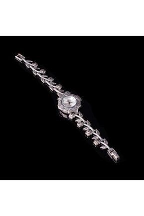 Kadın Gümüş Çiçek Model Markazit Taşlı Saat 925 Ayar STT-5