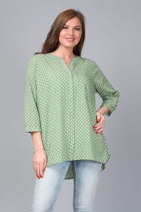 Kadın Desenli Battal Desenli Pamuklu Büyük Beden Gömlek TS-7093