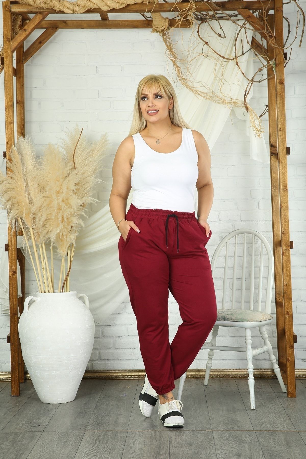 Plus size red joggers cheap