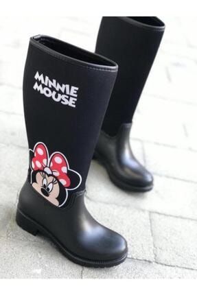 Kadın Siyah Minnie Mouse Yağmur Çizmesi 2256