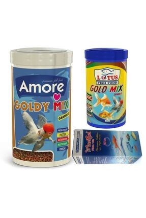 Goldy Mix Granules 1000ml + Lotus Gold Mix 250ml Japon Balık Yemi + Fishvit Vitamin amore-gold-mix-lotus-1250