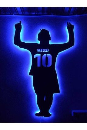 Messi Led Işıklı Ahşap Tablo messi