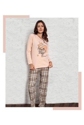Ekose Kedili Desen Pijama Takımı zspijama015