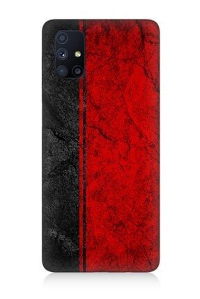 Samsung Galaxy M51 Uyumlu Siyah Kırmızı Desenli Silikon Kılıf TKNMGSGJM51-4764