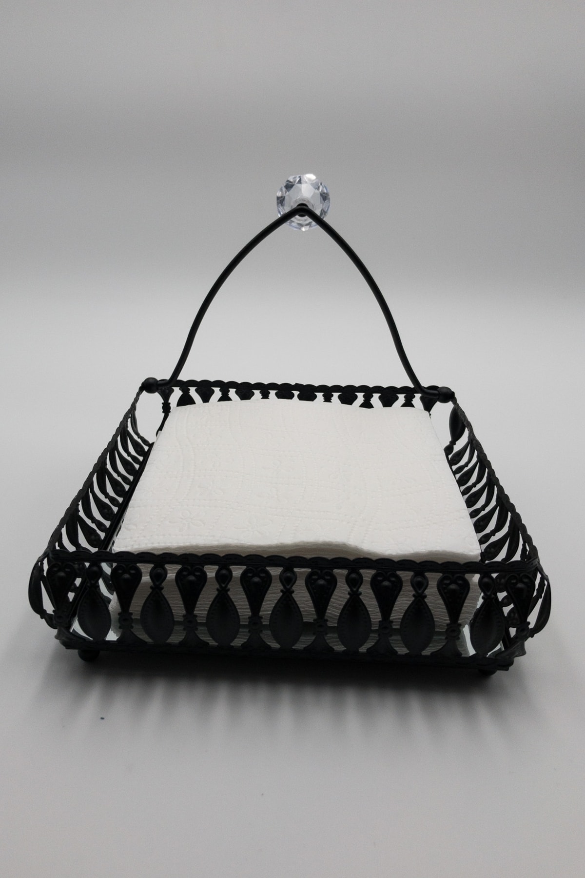 Matte Black Metal Square Mirrored Napkin Holder 20x20x5