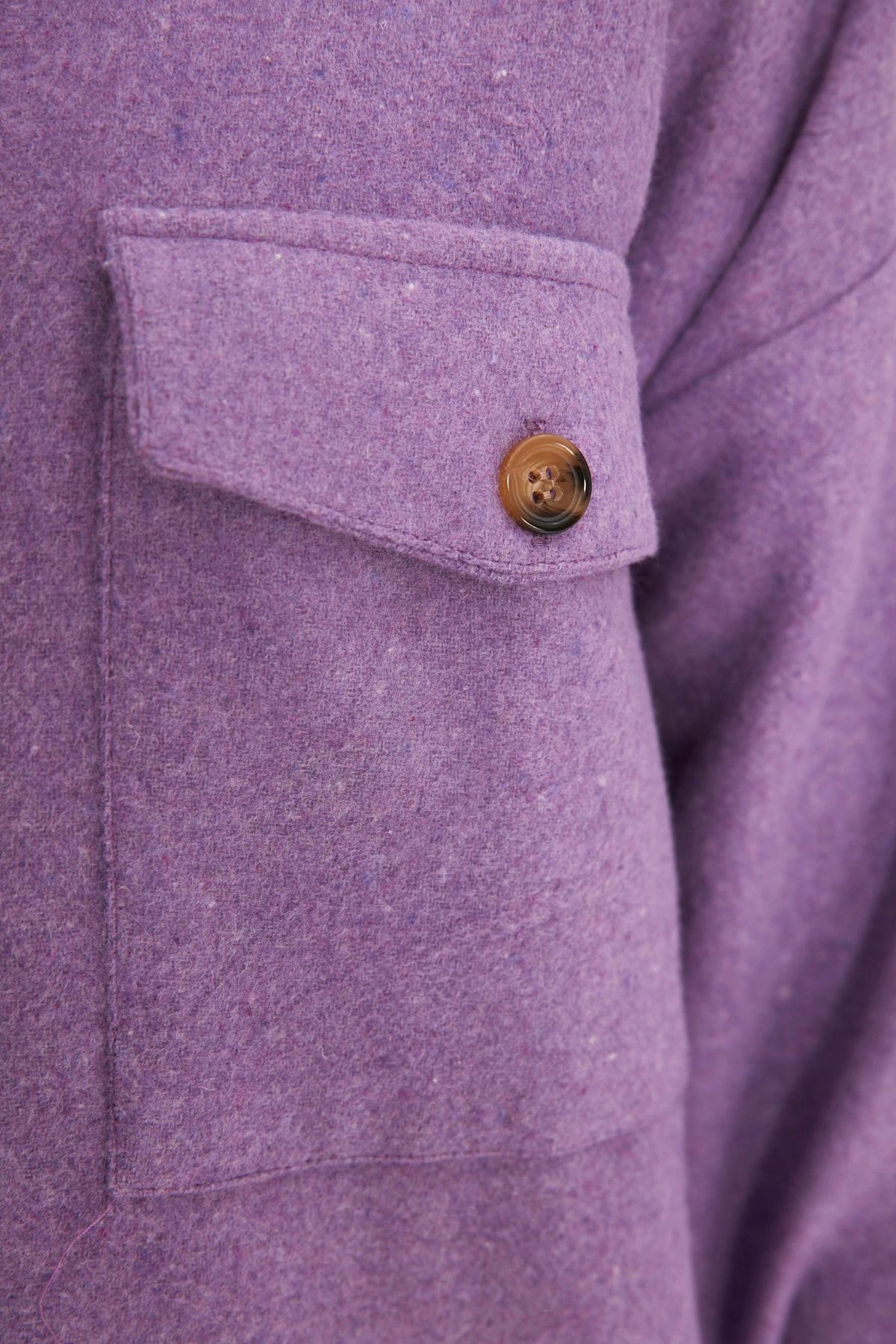 Trendyol Modest Lila Çift Cepli Uzun Kışlık Gömlek TCTAW22UK0067 RN9076