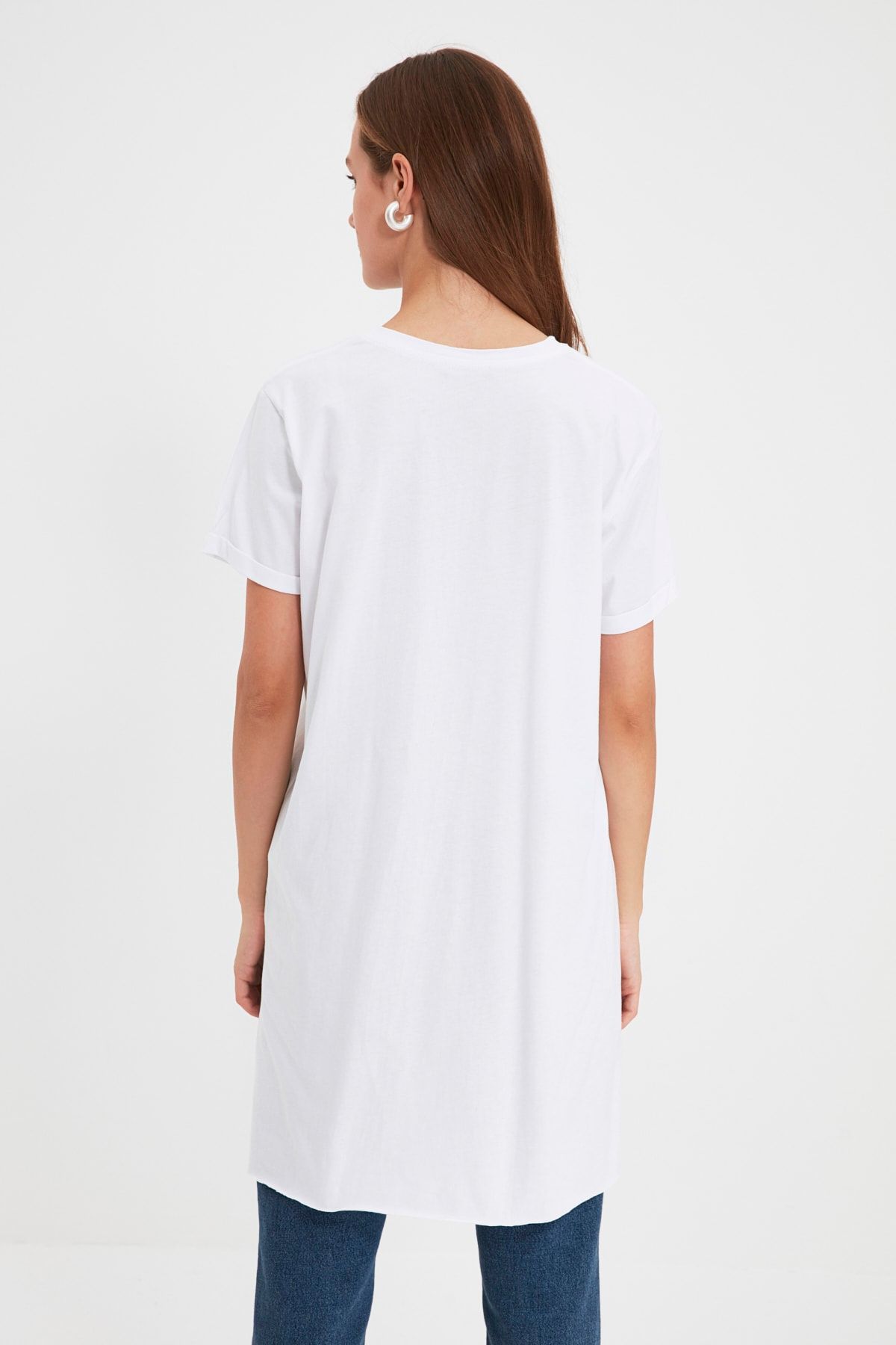 Trendyol Modest-Schwarz-weißes 2er-Pack kurzärmliges Basic-Strick-T-Shirt mit Schlitz und detailliertem Rundhalsausschnitt TCTSS21UK0009 10