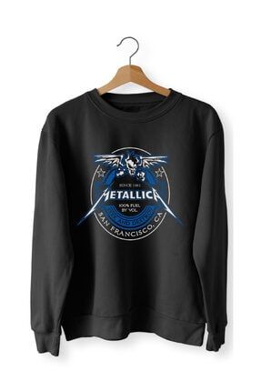 Metallica Baskılı Uzunkollu Siyah Sweatshirt TMSTES104