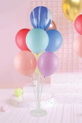 Partioyunevi Balon Standı Ayaklı 7 Çubuklu Metalik Renkli Balonlu P-0024