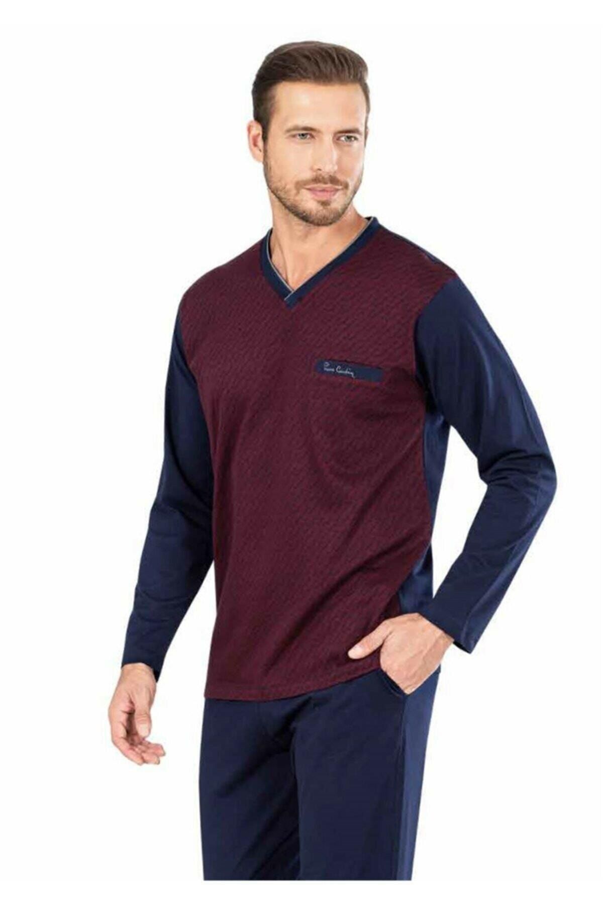 ست پیژامه قرمز مردانه 5474 ژاکارد 22k اورجینال Pierre Cardin