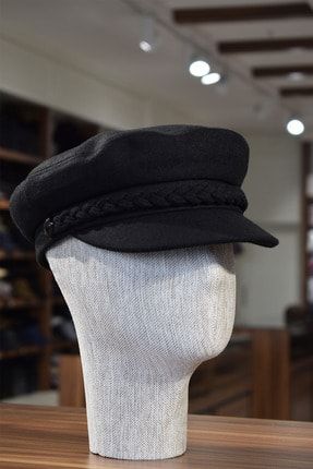 Siyah Kaşe Kaptan Kasket Şapka Yünlü Kışlık Kasket GÖKSU-4