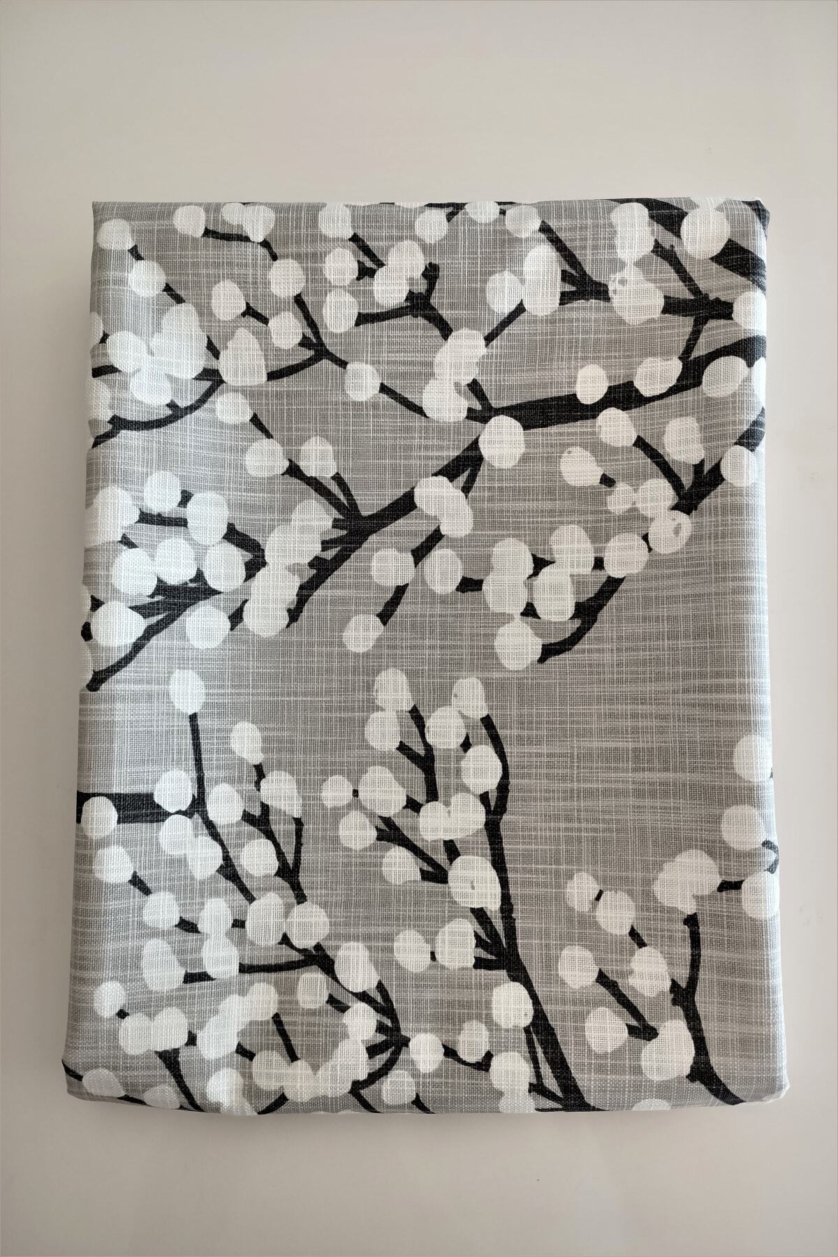 eno concept-Linen Premium Quality Patterned Grape Patterned Gray Tablecloth 4