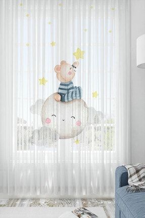 Osso Minik Prens Ayıcıklı Desenli Dekoratif Çocuk Bebek Tül Fon Perde Ossococtulpm168